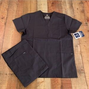 Adar universal gray unisex scrub top and bottom set -XS